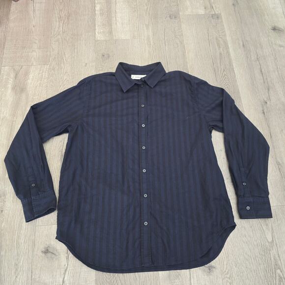 Everlane Women’s Navy Blue Striped Button Down Shirt Work Office Long Sleeve 10 - Picture 2 of 7